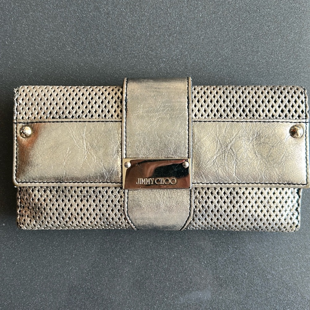 Jimmy Choo Gold Metallic Ubai Wallet